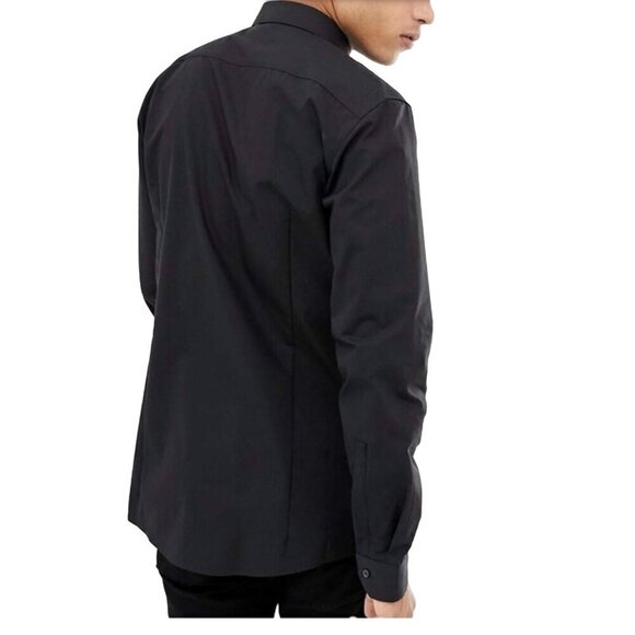 HUGO BOSS HUGO Esmo Extra Slim Fit Contrast Placket White Shirt Size US 17.5 - Picture 4 of 10